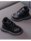 Детские черные зимние ботинки на шнуровке 